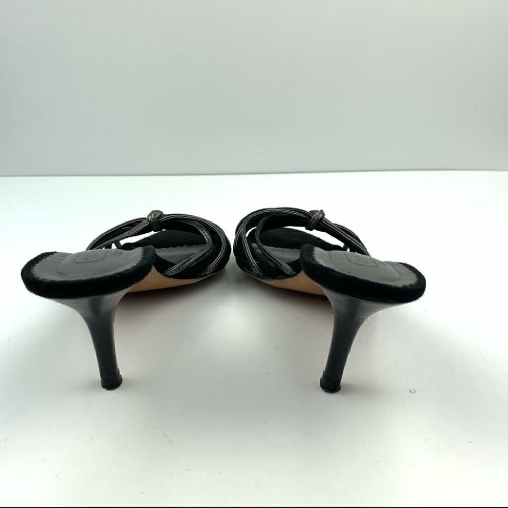 Coach heel 6.5 black pewter metallic Italian suede - Picture 4 of 12